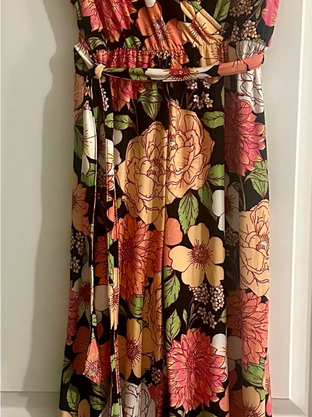Derek Heart Black jumpsuit with Coral, Peach & Green Floral